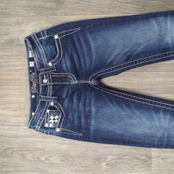 Like New Houndstooth Miss Me Skinny Kid Rise Sequin Jeans 25x31 - Picture 5 of 9